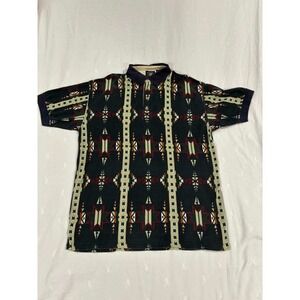 Salty Dog Mens XL Polo TG Shirt Short Sleeve Geometric Southwestern Print Green
